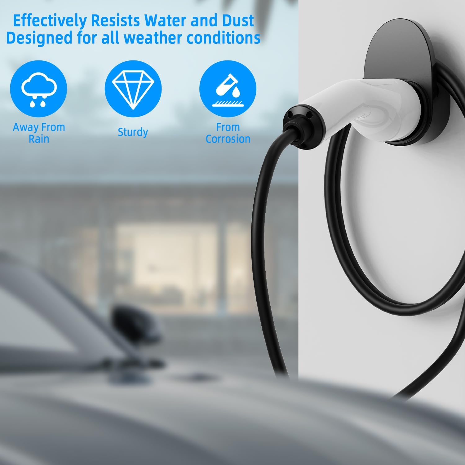 Halteri latausliittimelle tyyppi 2, kestävä ja pitkäikäinen kaapelipidike seinäkiinnitykseen, kaapelipidike seinäpistorasiaan, liitinpidike tyyppi 2, yhteensopiva kaikkien tyyppi 2 latauskaapeleiden kanssa