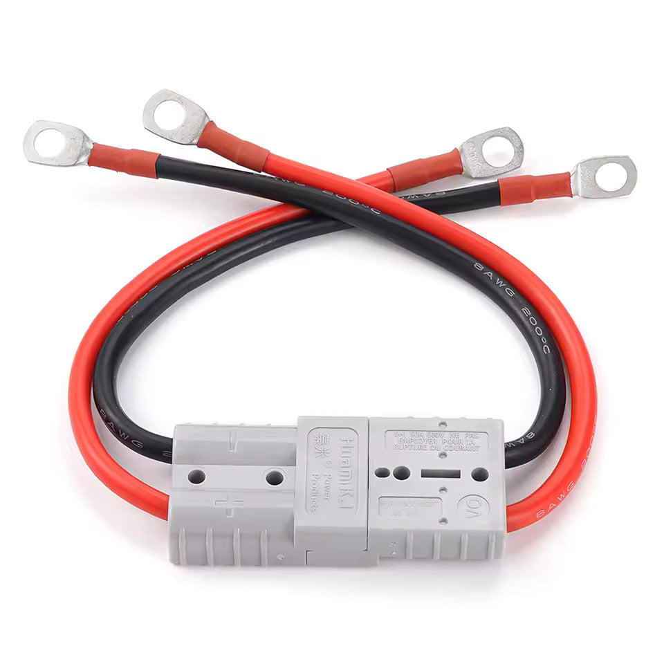 Conexión de alto corriente 50A 600V, Anderson 50A a conexión rápida de batería M8, cable eléctrico de 8 AWG de 20 cm para batería LiFePO4, carrito de golf, montacargas