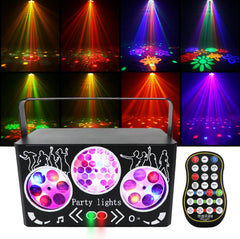 DJ Disco Partybeleuchtung, RGBW 4-in-1 Spezialeffekt-Muster-Laserlicht mit DMX512-Soundsteuerung, Bühnenbeleuchtung für DJ-Clubs, Partys, KTV, Bars, Veranstaltungen, Shows und Festivalpartys