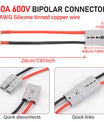 Conexión de alto corriente 50A 600V, Anderson 50A a conexión rápida de batería M8, cable eléctrico de 8 AWG de 20 cm para batería LiFePO4, carrito de golf, montacargas