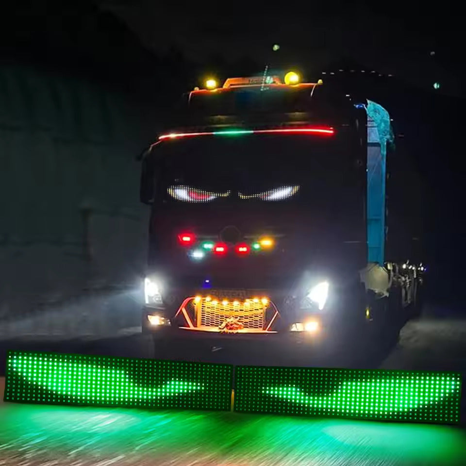 NOEIFEVO Devil Eyes Licht für Autos – LED-Augen für Lkw, Programmierbares LED-Display mit Lauftext, Personalisierbares Leuchtschild für Autos & Lkw – Text, Graffiti, Smart App