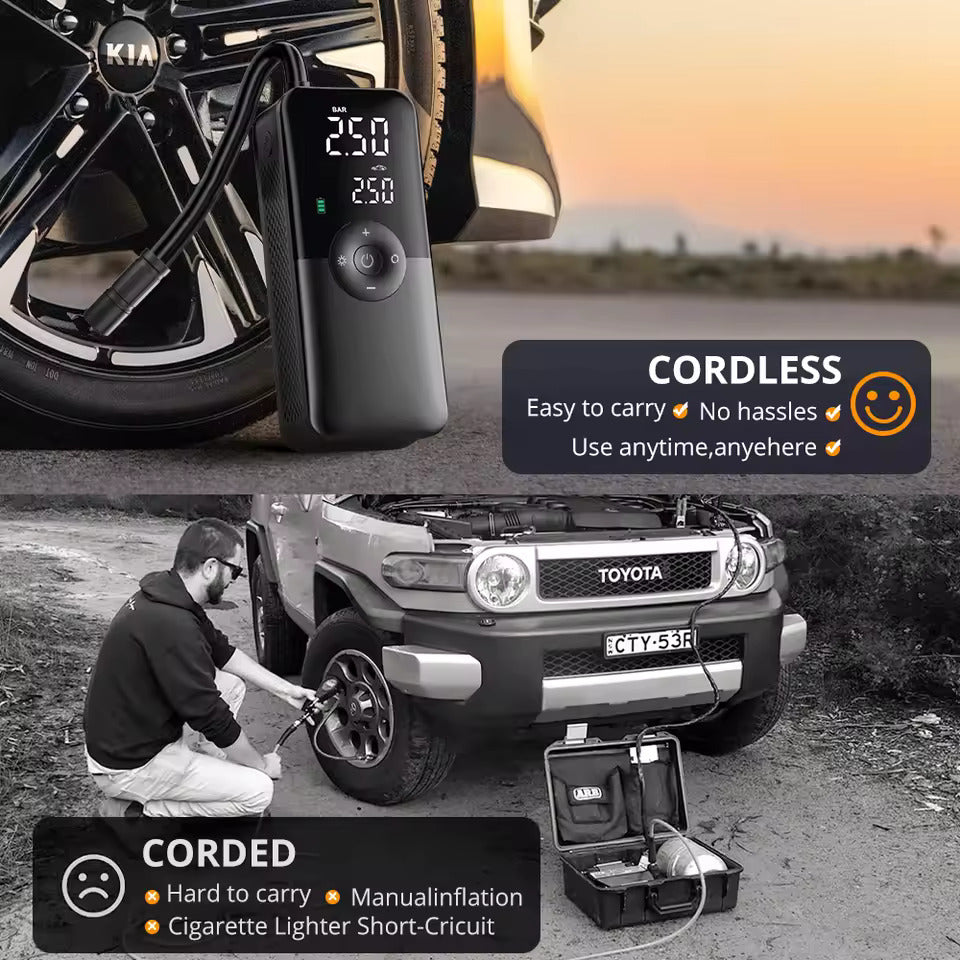 auto mit fahrradpumpe aufpumpen Elektrische Luftpumpe, 150 PSI Batterie-Luftpumpe, Voreingestellter Re – Smart LifePO4 Batterie & Heimspeicherung von Energie & Intelligentes Ladegerät