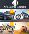 Pompa ad aria elettrica, pompa ad aria a batteria da 150 PSI, pressione dei pneumatici preimpostata per auto/moto/bicicletta/pallone, gonfiaggio con un solo pulsante e arresto automatico, pompa per bicicletta con luce LED e power bank