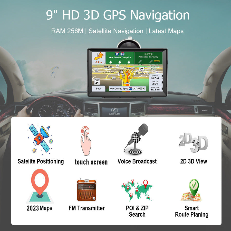 NOEIFEVO XT90 GPS-navigointi, 9 tuuman kosketusnäyttö Euroopan kartoilla, 8GB ROM + 256MB RAM, monikielinen tuki, FM-lähetys, autoihin/pakettiautoihin/kuorma-autoihin