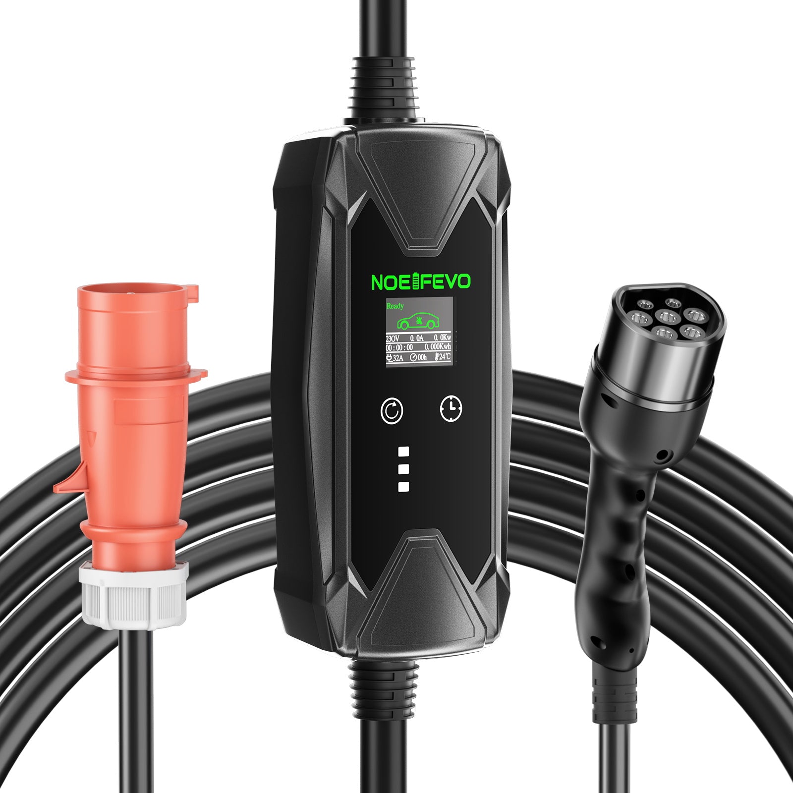 22KW 32A 3 Phase Mobile EV Wallbox, Typ 2 Schnellladegerät für Elektrofahrzeuge, 5Meter Kabel, CEE 32A Stecker