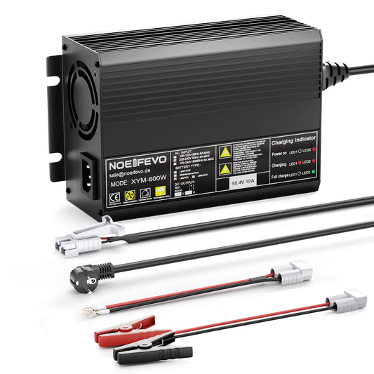 NOEIFEVO 58.4V 10A LiFePO4 מטען סוללה עבור 51.2V(48V) 16S סוללת ליתיום לעגלות גולף, קרוואנים ומנועי דיג חשמליים