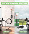 Wallbox EV mobile da 22KW 32A 3 fasi, caricatore rapido di tipo 2 per veicoli elettrici, cavo da 5 metri, spina CEE 32A