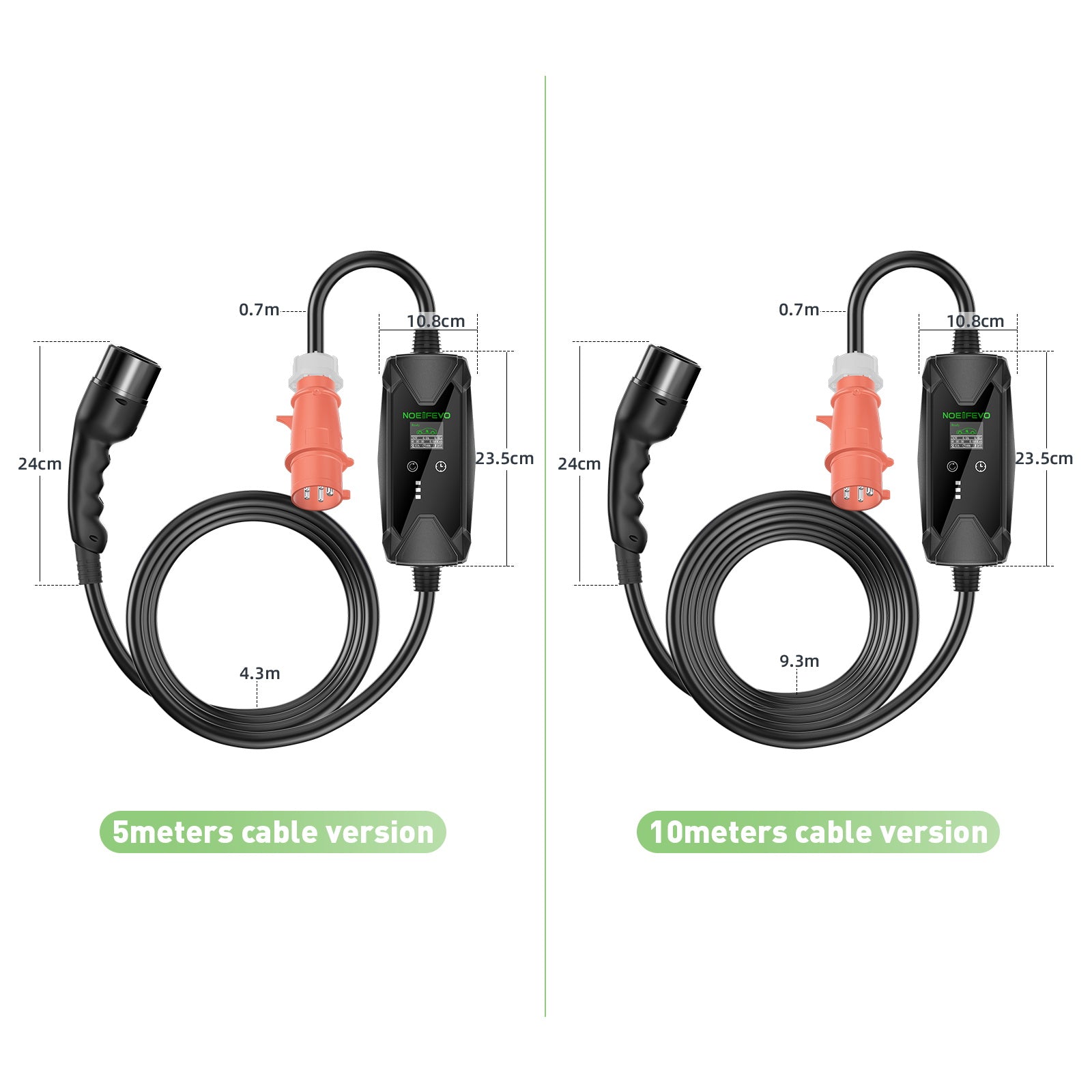 22KW 32A 3 Phase Mobile EV Wallbox, Typ 2 Schnellladegerät für Elektrofahrzeuge, 5Meter Kabel, CEE 32A Stecker