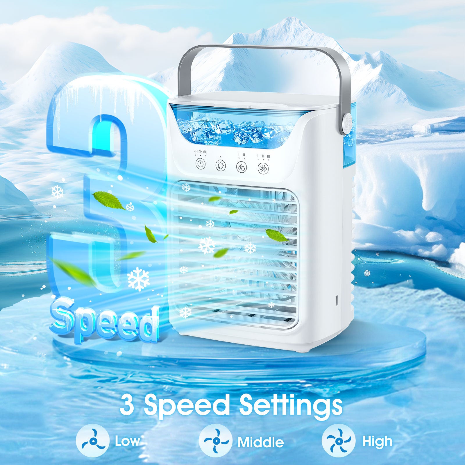 Mobil luftkonditionering, 700 ml mini luftkonditionering, bärbar mobil luftkonditionering 4 i 1 med USB, med timer på 2/4/6 timmar, 3 hastigheter och 2 dimlägen, 7 färger, mini luftkylare för hemmet, kontoret