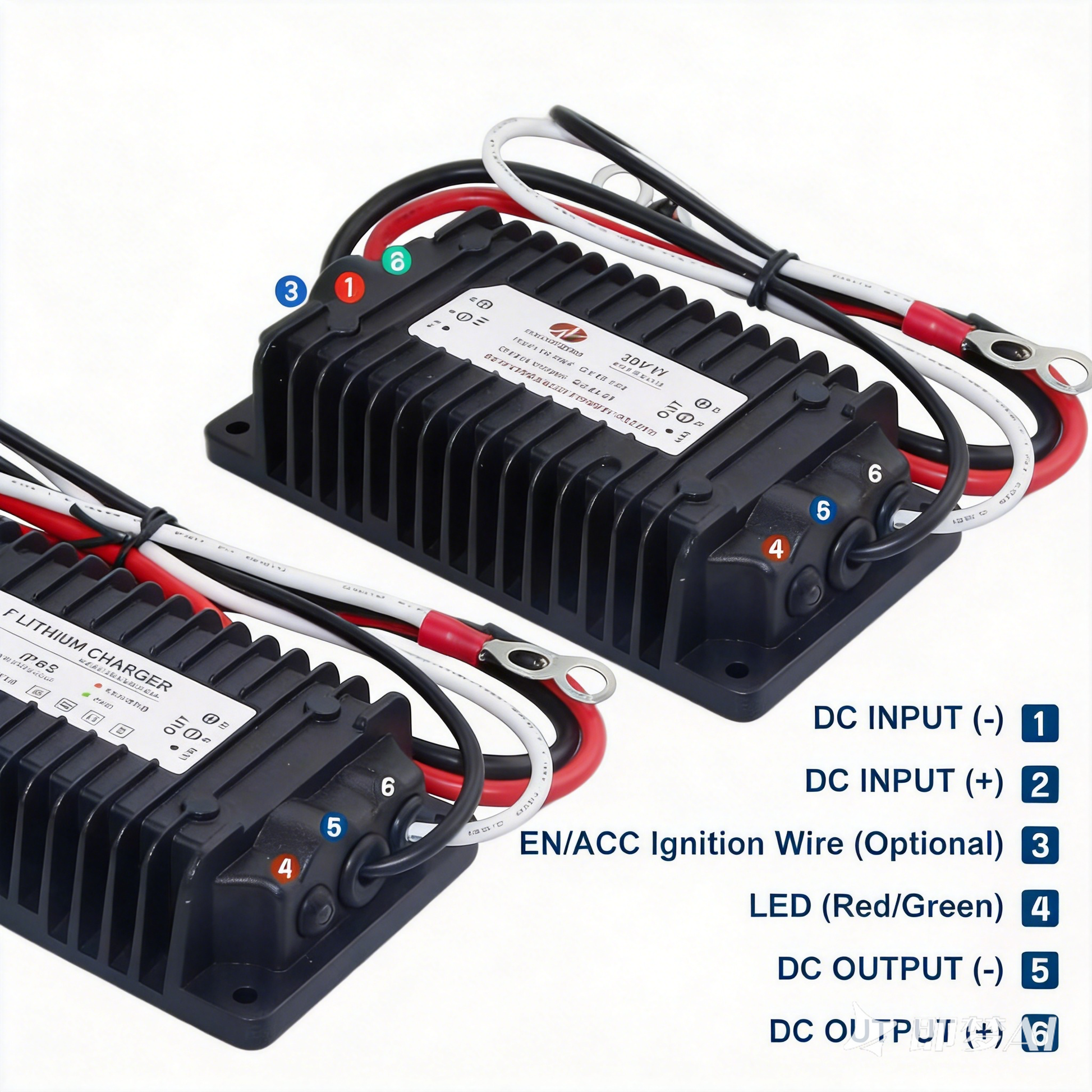 NOEIFEVO vedenpitävä DC 10-36V → 14,6V 29,2V 43,8V LiFePO4-litiumakun laturi matkailuautoihin, veneisiin, autoihin ja kaksakun energian varastointijärjestelmiin